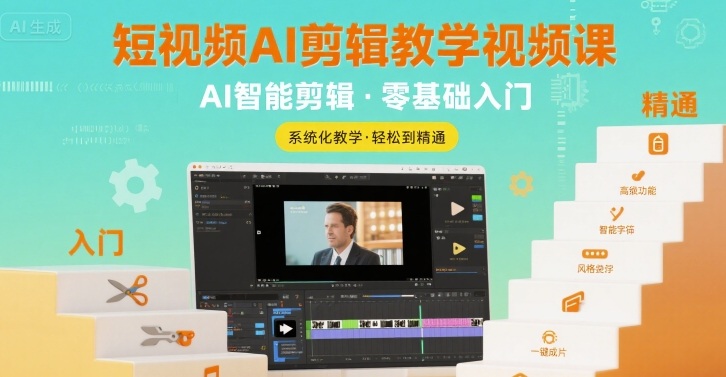 短视频AI剪辑教学视频课，入门到精通-二当家网创资源站