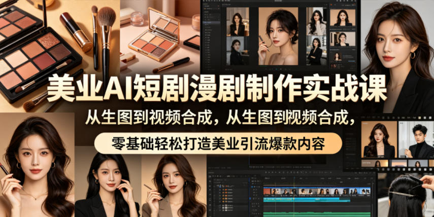 美业AI短剧漫剧制作实战课，从生图到视频合成，零基础轻松打造美业引流爆款内容-二当家网创资源站