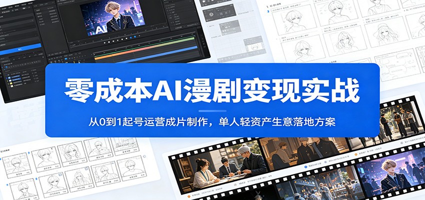 零成本AI漫剧变现实战：从0到1起号运营成片制作，单人轻资产生意落地方案-二当家网创资源站