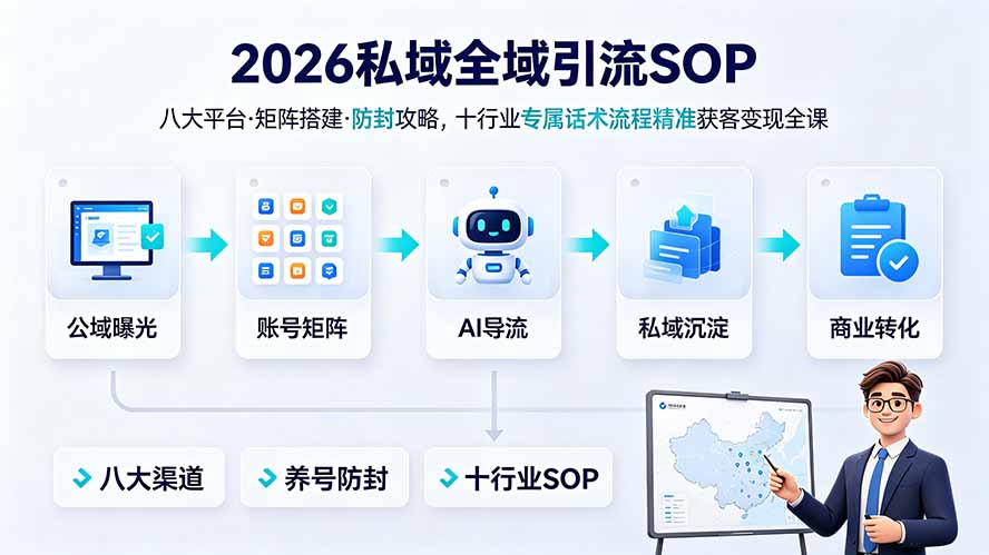 2026私域全域引流SOP|八大平台·矩阵搭建·防封攻略,十行业专属话术流程精准获客变现全课-二当家网创资源站