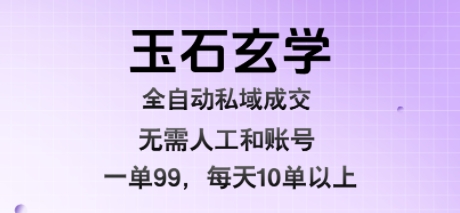 玉石玄学全自动私域成交，一单99每天十单以上，无需人工和矩阵账号，蓝海项目直接干【揭秘】-二当家网创资源站