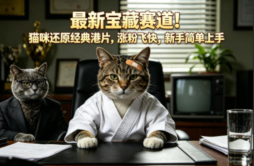 最新宝藏赛道！猫咪还原经典港片，涨粉飞快，新手简单上手-二当家网创资源站