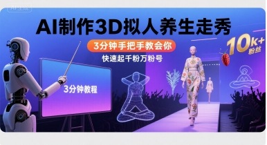 Ai制作3D拟人养生走秀，3分钟手把手教会你，快速起千粉万粉号-二当家网创资源站