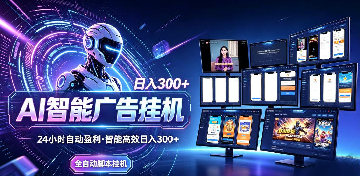 AI智能广告挂G项目,无需人工,单机稳定日入200+,可矩阵放大,24小时不间断刷广告賺收益【揭秘】-二当家网创资源站