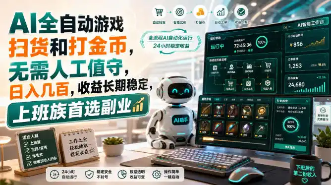 AI全自动游戏皮肤扫货和打金币，日入几百，内部方法大揭秘，0门槛！-二当家网创资源站