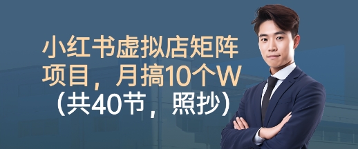 小红书虚拟店矩阵项目，照抄照做，月搞1W+(共40节)-二当家网创资源站