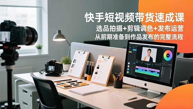 快手短视频带货速成课,选品拍摄+剪辑调色+发布运营,从前期准备到作品发布的完整流程-二当家网创资源站