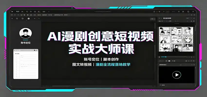 AI漫剧创意短视频实战大师课：账号定位脚本创作，图文转视频，漫剧全流程落地教学-二当家网创资源站