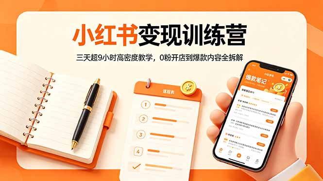 小红书变现训练营：三天超9小时高密度教学，0粉开店到爆款内容全拆解-二当家网创资源站