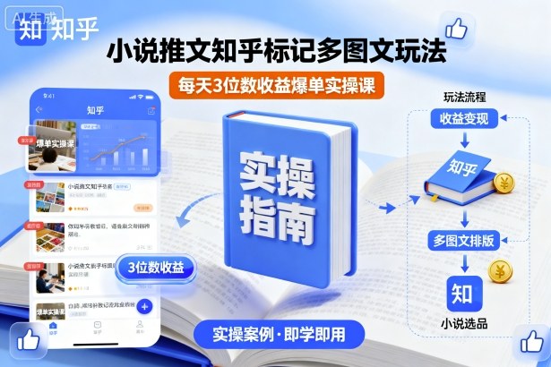 小说推文知乎标记多图文玩法，每天3位数收益爆单实操课-二当家网创资源站