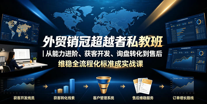 外贸销冠超越者私教班｜从能力进阶、获客开发、询盘转化到售后维稳全流程标准化成交实战课-二当家网创资源站
