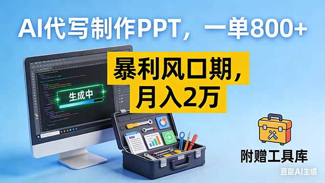 AI代写制作PPT，一单800+， 暴利风口期，月入2万【附工具】-二当家网创资源站