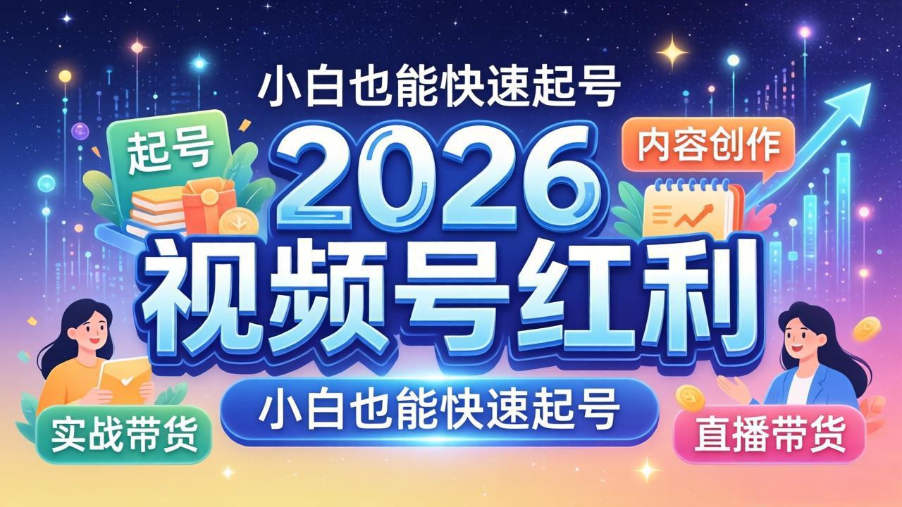 2026视频号红利实战营，大佬亲授起号、内容、直播、IP、投流、私域、矩阵全套落地打法-二当家网创资源站