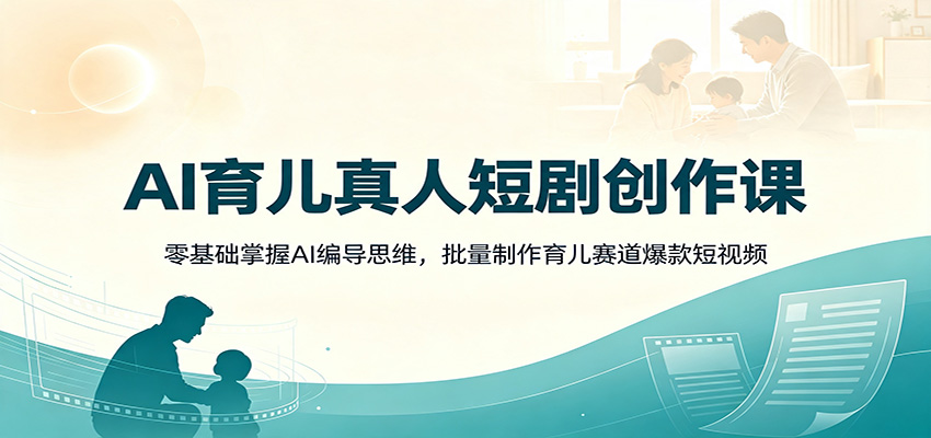 AI育儿真人短剧创作课：零基础掌握AI编导思维，批量制作育儿赛道爆款短视频-二当家网创资源站