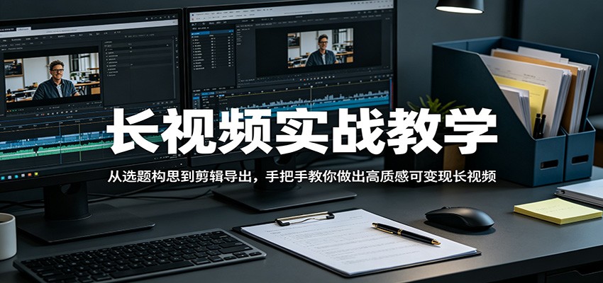 长视频实战教学，从选题构思到剪辑导出，手把手教你做出高质感可变现长视频-二当家网创资源站