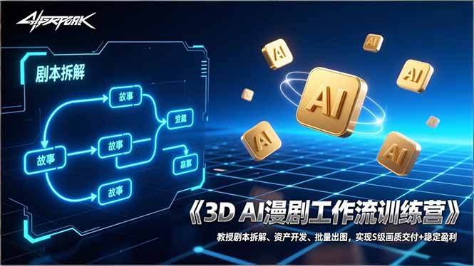 3D AI漫剧工作流训练营:教授剧本拆解、资产开发、批量出图,实现S级画质交付+稳定盈利-二当家网创资源站