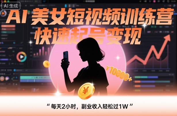 AI美女短视频训练营，快速起号变现，每天2小时，副业收入轻松过1W-二当家网创资源站