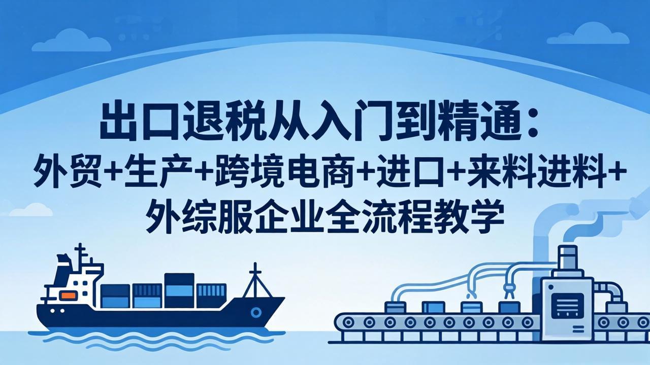 出口退税从入门到精通：外贸+生产+跨境电商+进口+来料进料+外综服企业全流程教学-二当家网创资源站