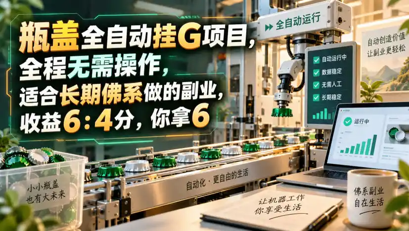 瓶盖全自动挂G项目,全程无需操作,适合长期佛系做的副业,收益6:4分,你拿6【揭秘】-二当家网创资源站