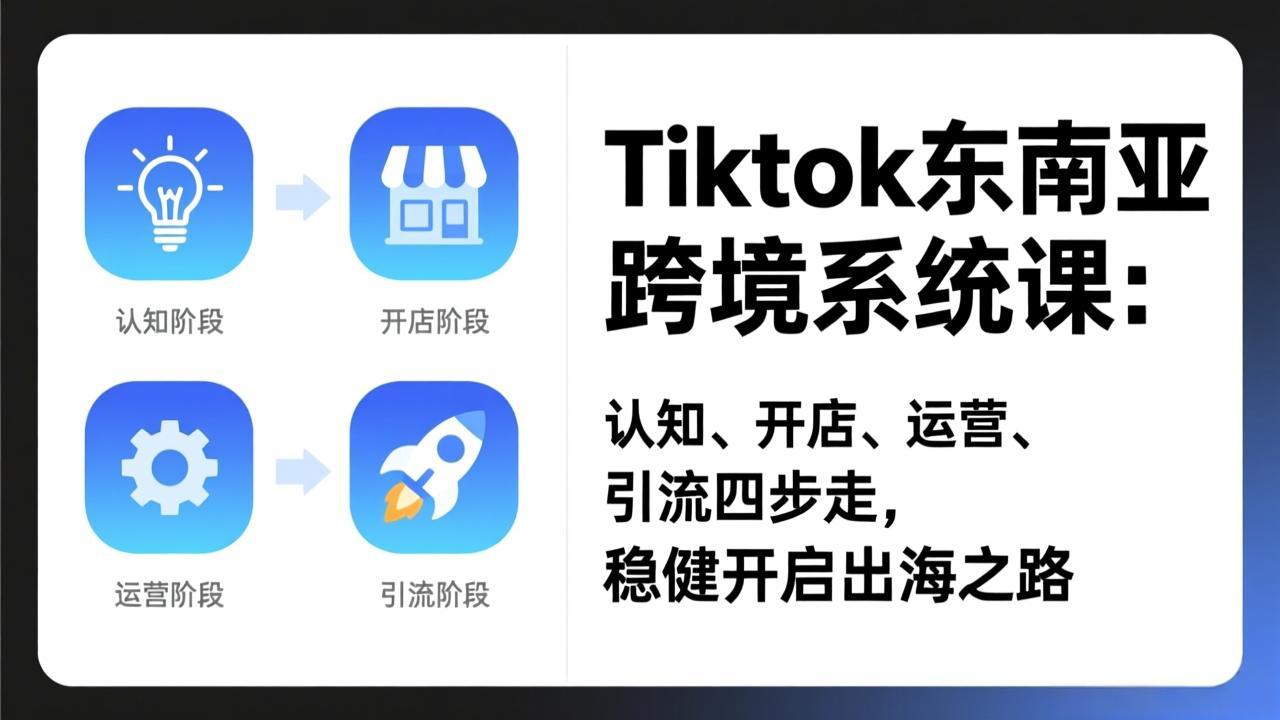 TikTok东南亚跨境系统课：认知、开店、运营、引流四步走，稳健开启出海之路-二当家网创资源站