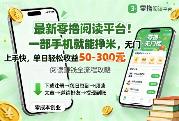 最新零撸阅读平台！一部手机就能挣米，无门槛上手快，单日轻松收益50-3张【揭秘】-二当家网创资源站
