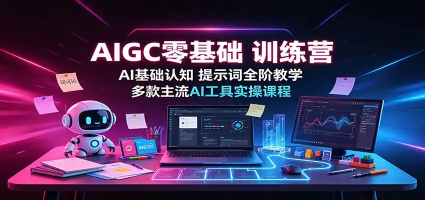 AIGC零基础训练营：AI基础认知，提示词全阶教学，多款主流AI工具实操课程-二当家网创资源站