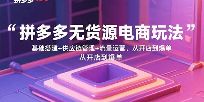 拼多多无货源电商玩法：基础搭建+供应链管理+流量运营，从开店到爆单-二当家网创资源站