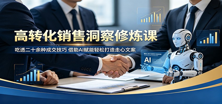 高转化销售洞察修炼课：吃透二十余种成交技巧，借助AI赋能轻松打造走心文案-二当家网创资源站