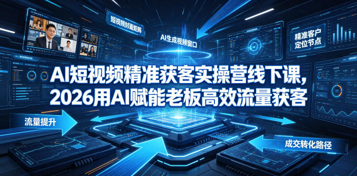 AI短视频精准获客实操营6月10-14号线下课，2026用AI赋能老板高效流量获客-二当家网创资源站