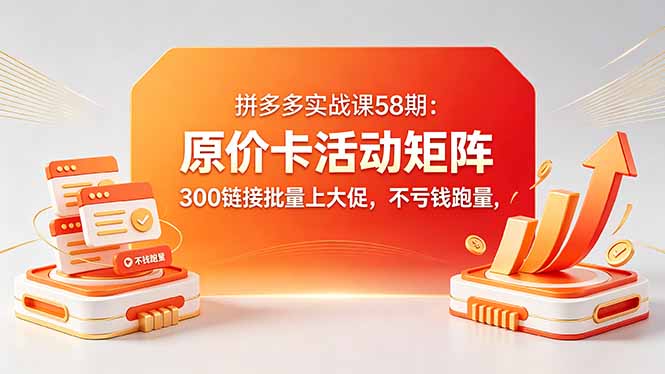 拼多多实战课58期：原价卡活动矩阵，300链接批量上大促，不亏钱跑量-二当家网创资源站