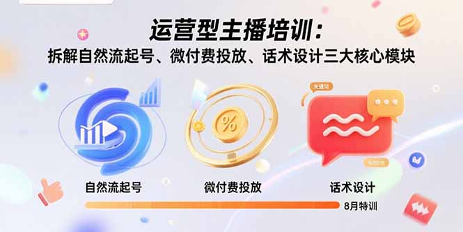 运营型主播培训：拆解自然流起号、微付费投放、话术设计三大核心模块-8月-二当家网创资源站