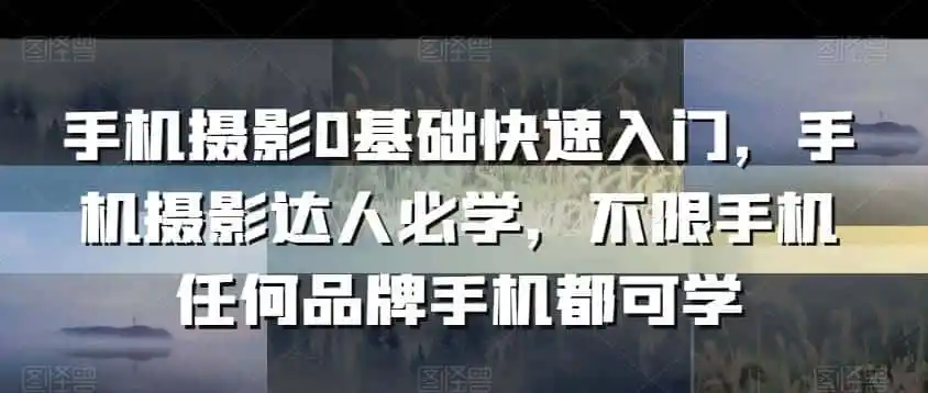 手机摄影0基础快速入门,手机摄影达人必学,不限手机任何品牌手机都可学-二当家网创资源站