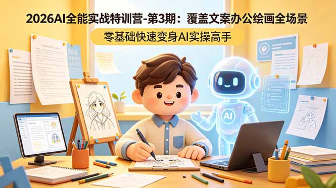 2026AI全能实战特训营-第3期:覆盖文案办公绘画全场景 零基础快速变身AI实操高手-二当家网创资源站