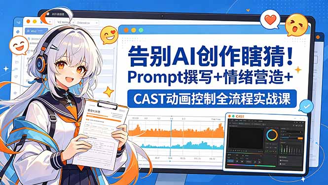 告别AI创作瞎猜！Prompt撰写+情绪营造+CAST动画控制全流程实战课-二当家网创资源站