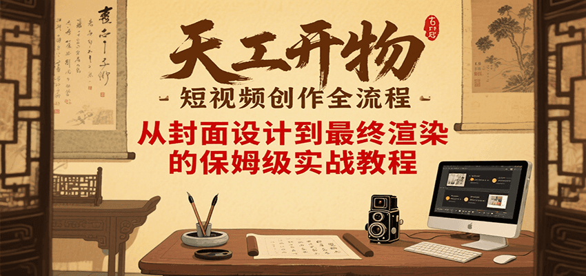 天工开物短视频创作全流程，从封面设计到最终渲染的保姆级实战教程-二当家网创资源站
