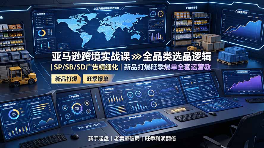 亚马逊跨境实战课：全品类选品逻辑｜SP/SB/SD广告精细化｜新品打爆旺季爆单全套运营教程-二当家网创资源站