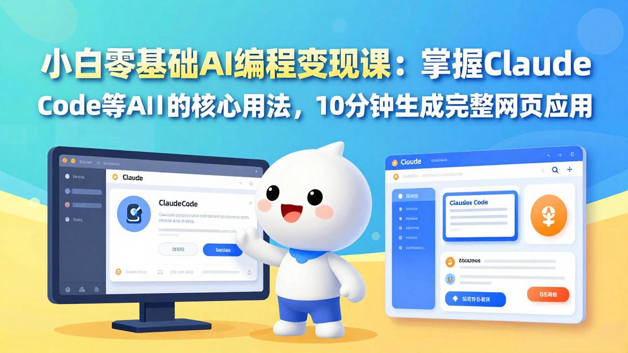 小白零基础AI编程变现课：掌握Claude Code等AI工具的核心用法，10分钟生成完整网页应用-二当家网创资源站