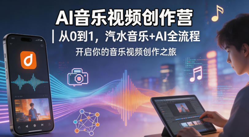AI音乐视频创作营｜从0到1，汽水音乐+AI全流程，开启你的音乐视频创作之旅-二当家网创资源站