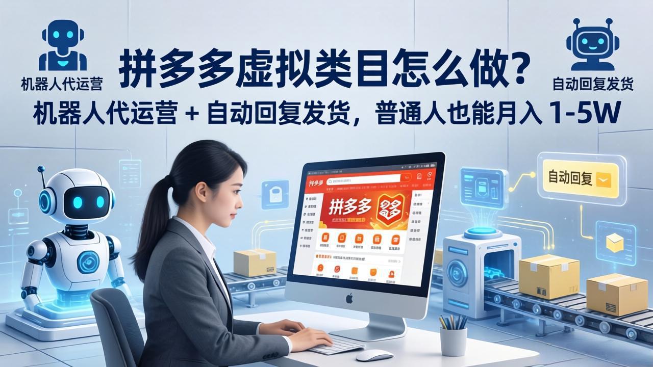 拼多多虚拟类目怎么做？机器人代运营 + 自动回复发货，普通人也能月入 1-5W-二当家网创资源站