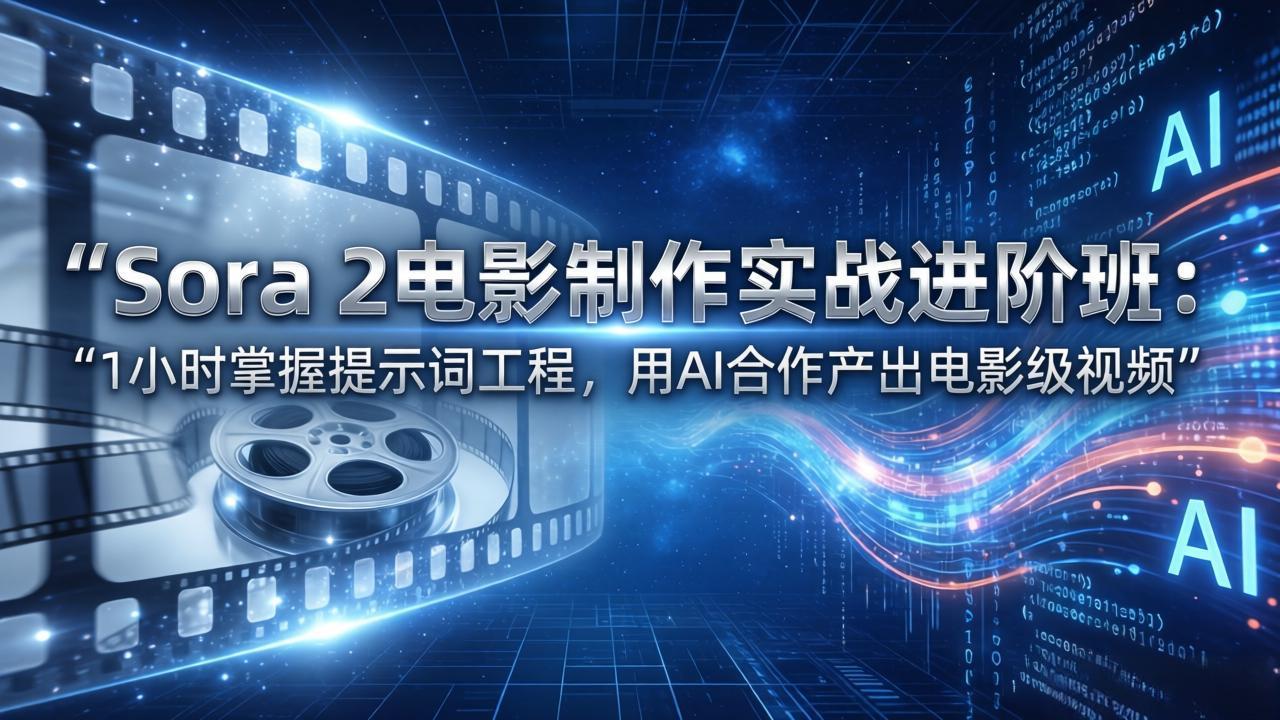 Sora 2电影制作实战进阶班：1小时掌握提示词工程，用AI合作产出电影级视频-二当家网创资源站