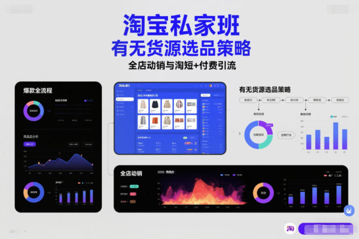 淘宝私家班，有无货源选品策略，高成功率爆款全流程打法，全店动销与淘短+付费引流(更新2026年5月22日)-二当家网创资源站