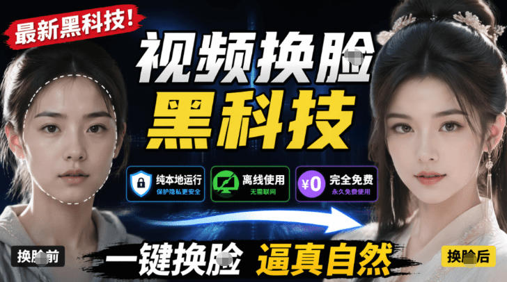 AI人工智能如此夸张?一键视频换Lian黑科技,纯本地离线运行,本地视频换Lian娱乐工具,AI FaceSwap-二当家网创资源站