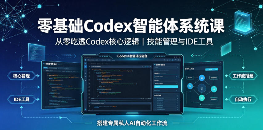 零基础Codex智能体系统课|从零吃透Codex核心逻辑、技能管理与IDE工具,搭建专属私人AI自动化工作流-二当家网创资源站