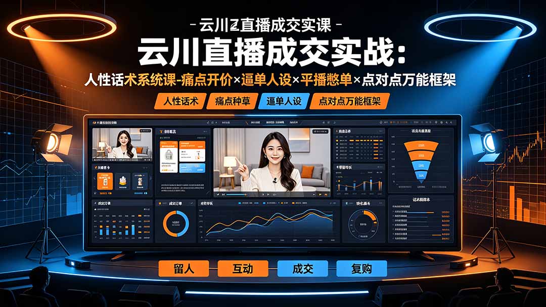 云川直播成交实战：人性话术系统课-痛点种草×塑品开价×逼单人设×平播憋单×点对点万能框架-二当家网创资源站