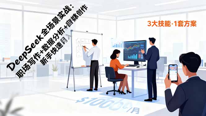 DeepSeek全场景实战:职场写作+数据分析+自媒体创作,新手快速月入过万-二当家网创资源站