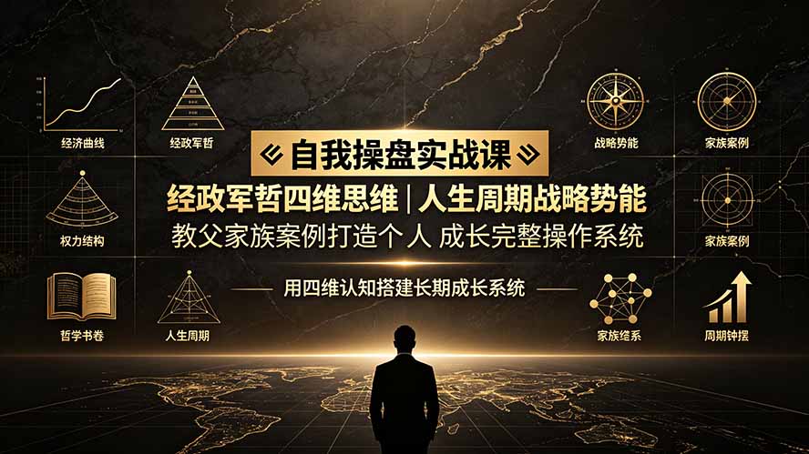自我操盘实战课：经政军哲四维思维｜人生周期战略势能｜教父家族案例打造个人成长完整操作系统-二当家网创资源站