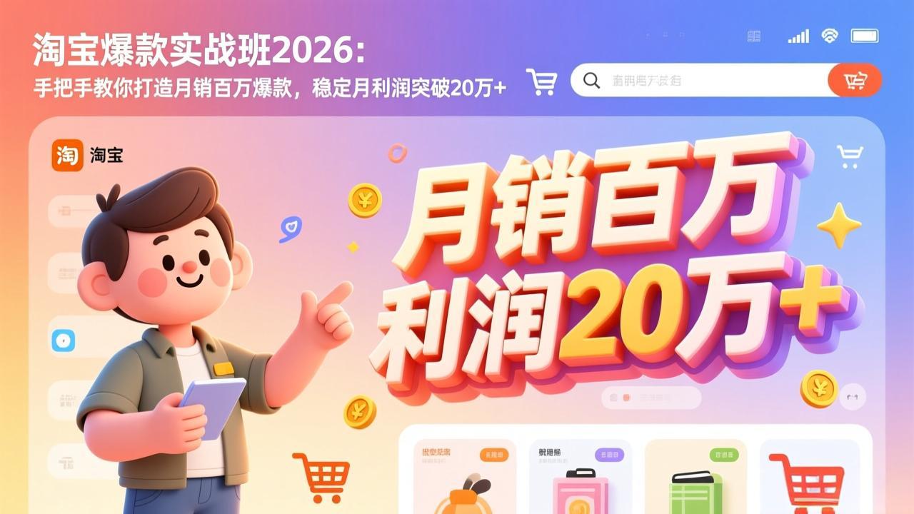 淘宝爆款实战班-2026年3月更新：手把手教你打造月销百万爆款，稳定月利润突破20万+-二当家网创资源站