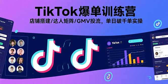 TikTok爆单训练营，店铺搭建/达人矩阵/GMV投流，单日破千单实操-二当家网创资源站