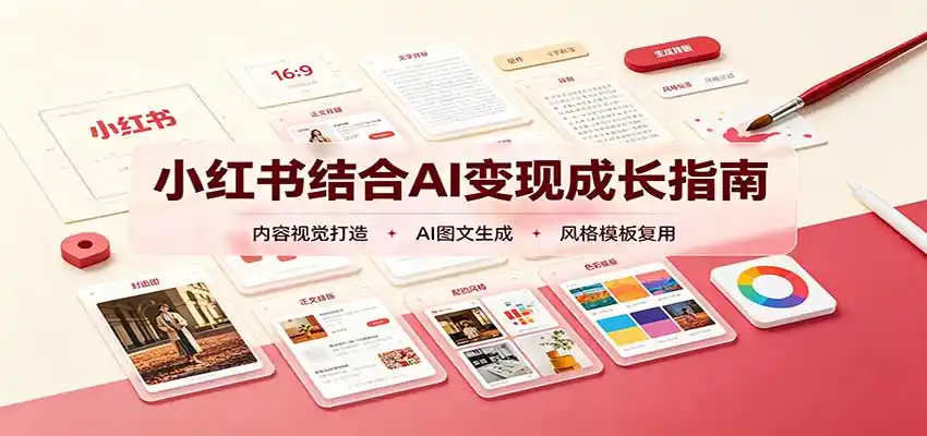 小红书结合AI变现成长指南:账号精准定位,内容视觉打造,搭建可复制流量获客体系-二当家网创资源站