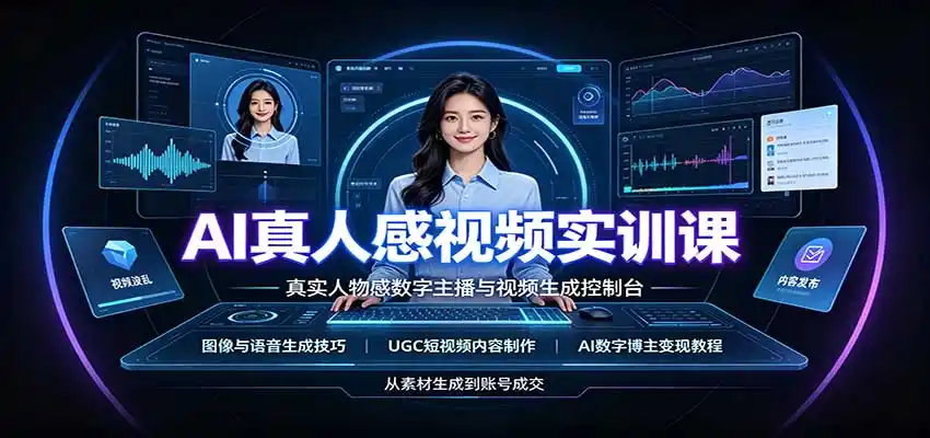 AI真人感视频实训课:图像语音生成,UGC内容制作,AI数字博主变现教程-二当家网创资源站
